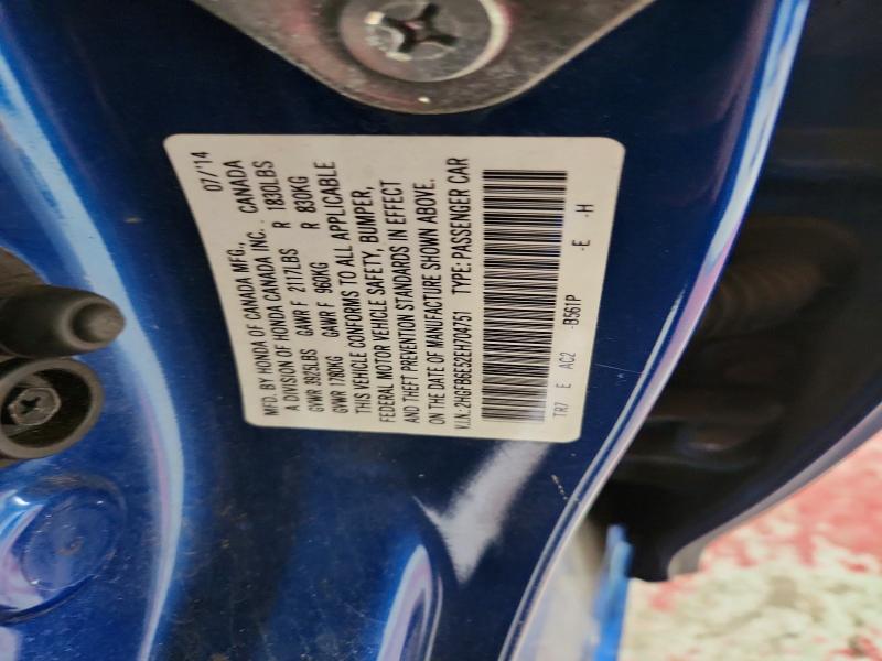 Aukcja sprzedaży 2014 Honda Civic, vin: 2HGFB6E52EH704751, numer aukcji: 56758706
