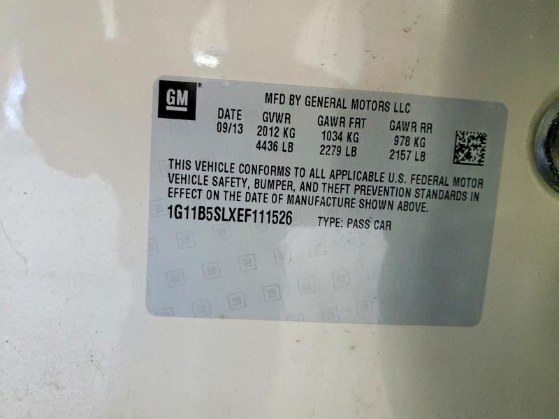 2014 Chevrolet Malibu მანქანა იყიდება აუქციონზე, vin: 1G11B5SLXEF111526, აუქციონის ნომერი: 57659446