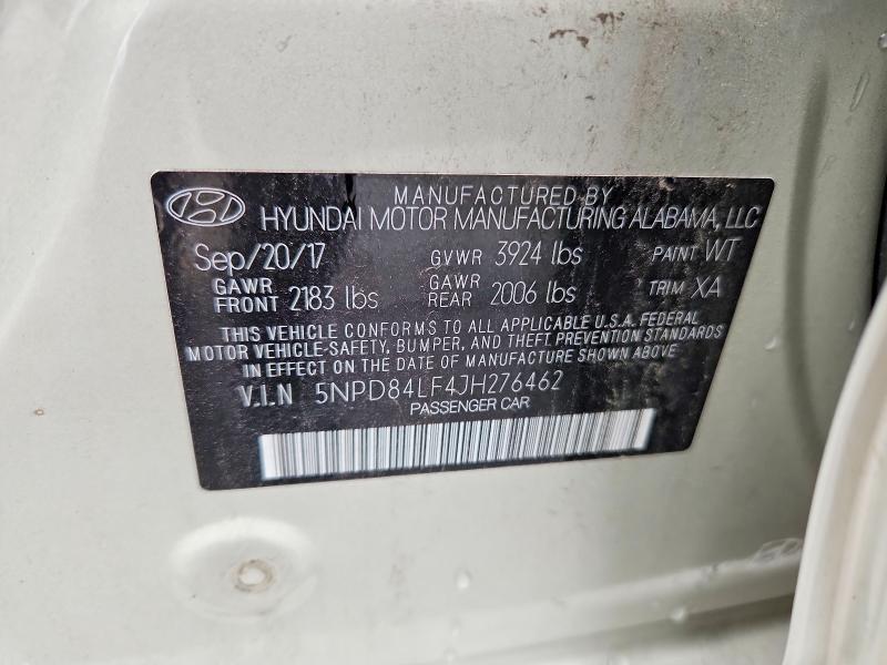 56687076 :رقم المزاد ، 5NPD84LF4JH276462 vin ، 2018 Hyundai Elantra مزاد بيع