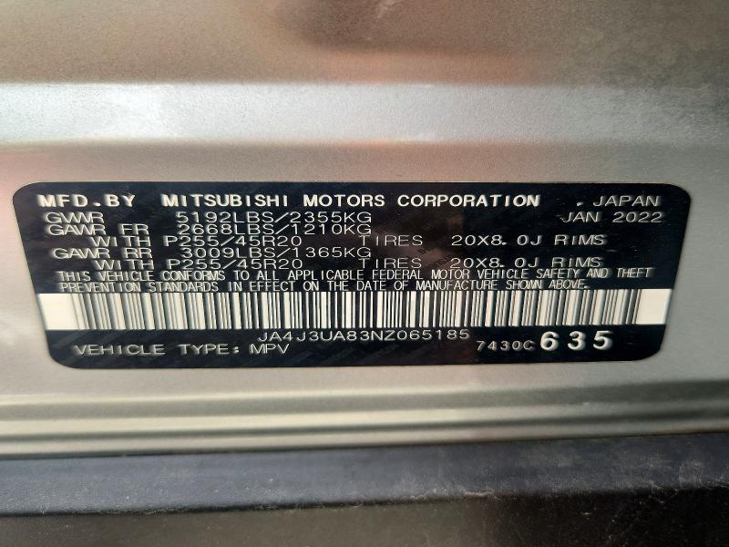 Продажа на аукционе авто 2022 Mitsubishi Outlander, vin: JA4J3UA83NZ065185, номер лота: 57673896