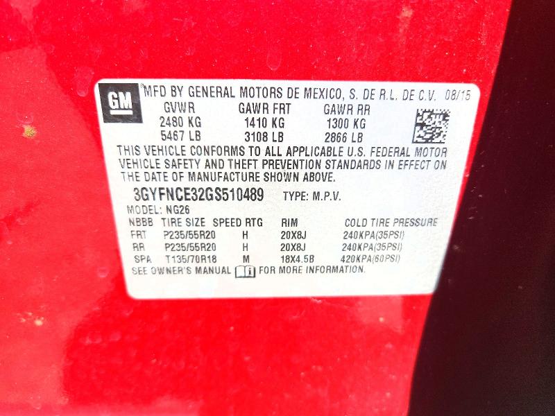 55232876 :رقم المزاد ، 3GYFNCE32GS510489 vin ، 2016 Cadillac Srx مزاد بيع