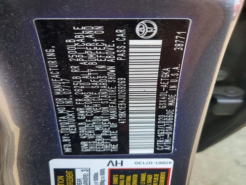 59251686 :رقم المزاد ، 4T1BK1EB4JU269269 vin ، 2018 Toyota Avalon مزاد بيع