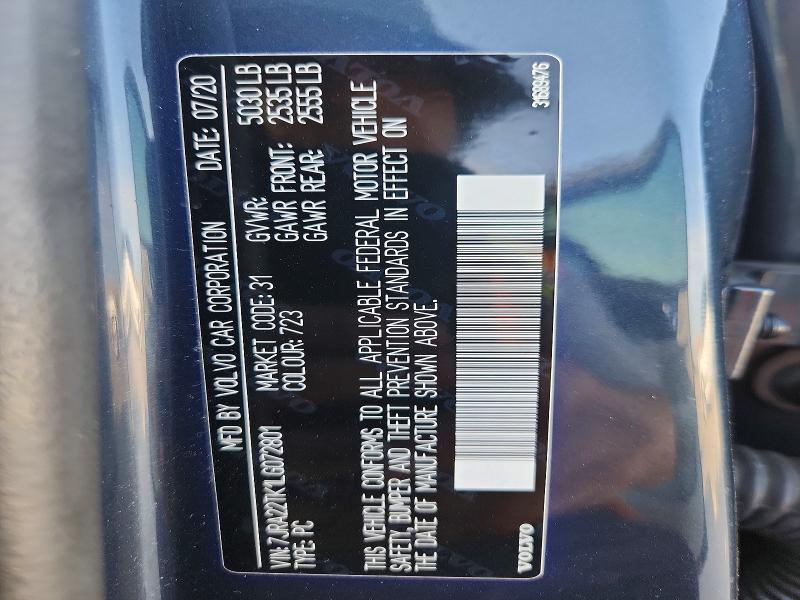 Продаж на аукціоні авто 2020 Volvo S60, vin: 7JRA22TK1LG072801, номер лоту: 58954896