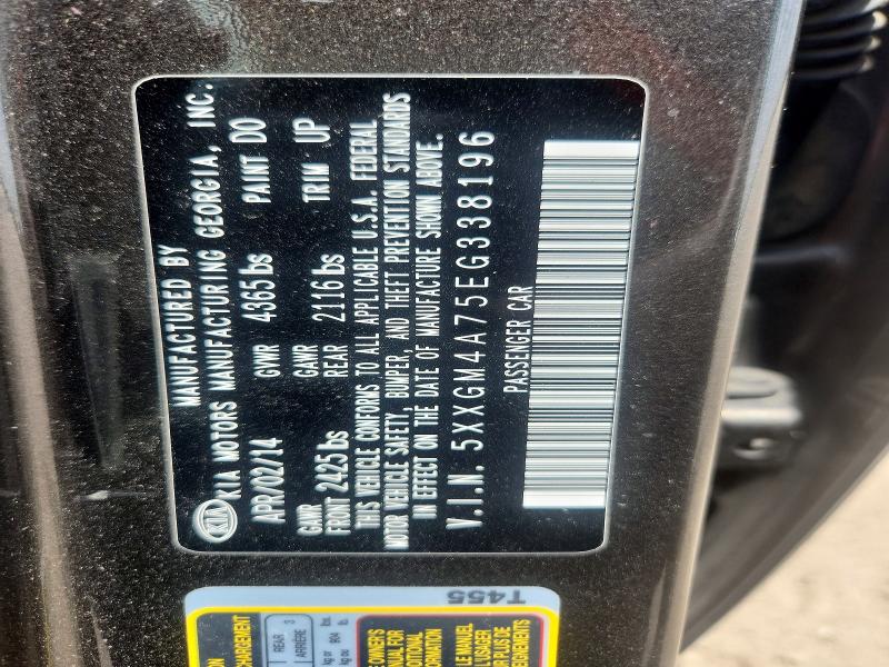 59536536 :رقم المزاد ، 5XXGM4A75EG338196 vin ، 2014 Kia Optima مزاد بيع