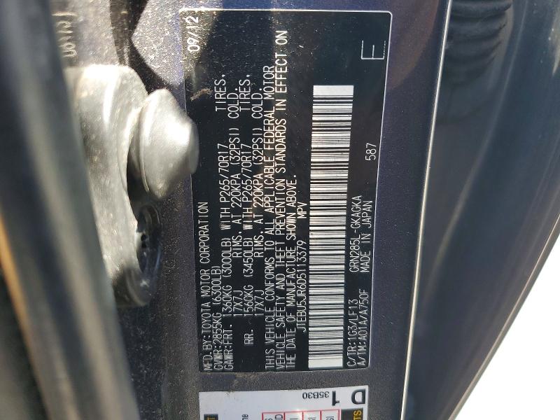 2013 Toyota 4runner მანქანა იყიდება აუქციონზე, vin: JTEBU5JR6D5113379, აუქციონის ნომერი: 57055646