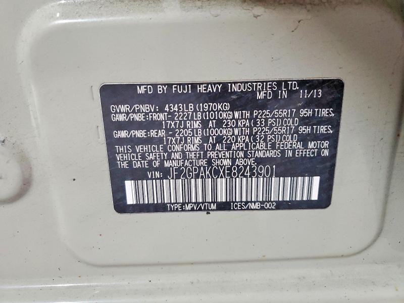 Aukcja sprzedaży 2014 Subaru Xv Crosstrek, vin: JF2GPAKCXE8243901, numer aukcji: 57042436