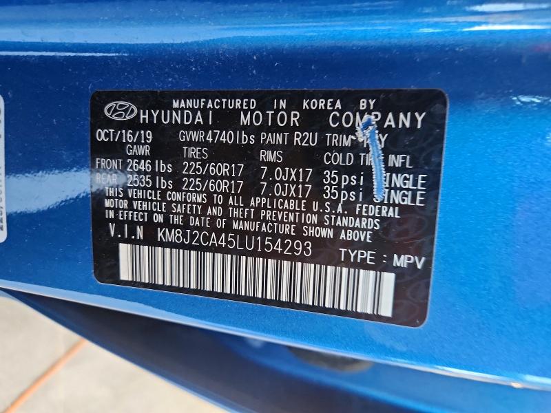 55955456 :رقم المزاد ، KM8J2CA45LU154293 vin ، 2020 Hyundai Tucson مزاد بيع