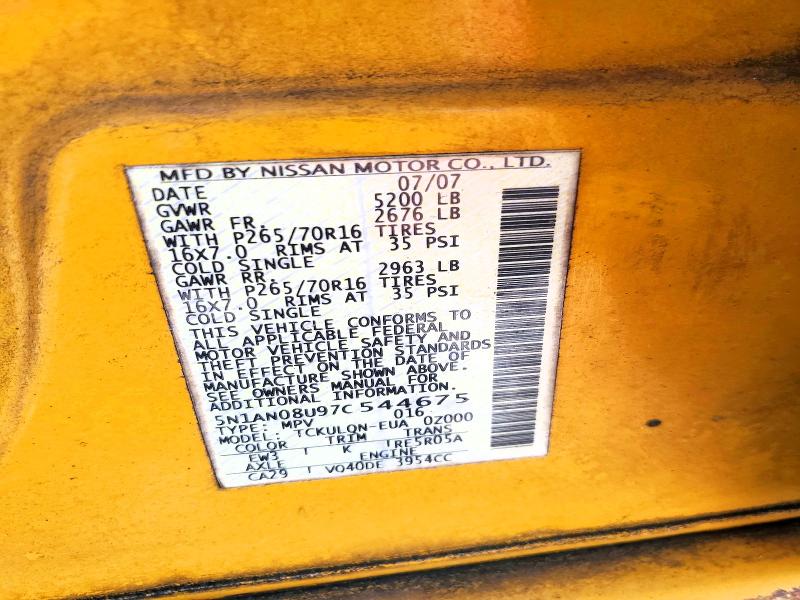 Aukcja sprzedaży 2007 Nissan Xterra, vin: 5N1AN08U97C544675, numer aukcji: 56633176