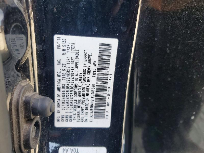 55964696 :رقم المزاد ، 5J6RM4H51FL085886 vin ، 2015 Honda Cr-v مزاد بيع