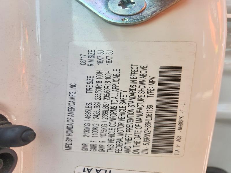 58380576 :رقم المزاد ، 5J6RW2H88HL061189 vin ، 2017 Honda Cr-v مزاد بيع