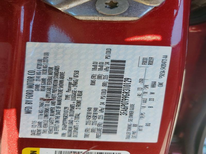 Продаж на аукціоні авто 2016 Ford Fusion, vin: 3FA6P0T99GR310129, номер лоту: 58275656