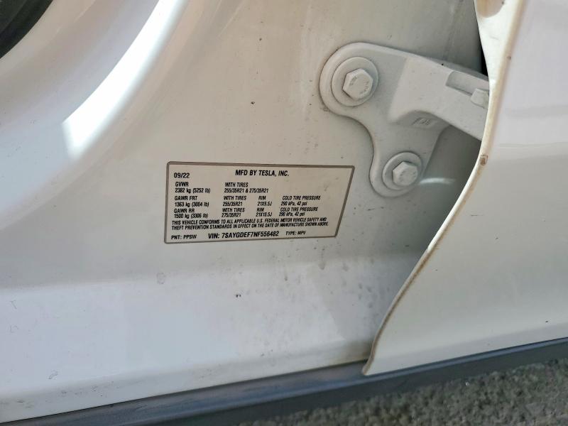 2022 Tesla Model Y მანქანა იყიდება აუქციონზე, vin: 7SAYGDEF7NF556482, აუქციონის ნომერი: 58269426