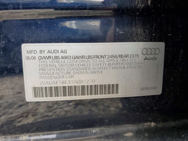Продажа на аукционе авто 2007 Audi A4, vin: WAUAF78E37A001270, номер лота: 56694666
