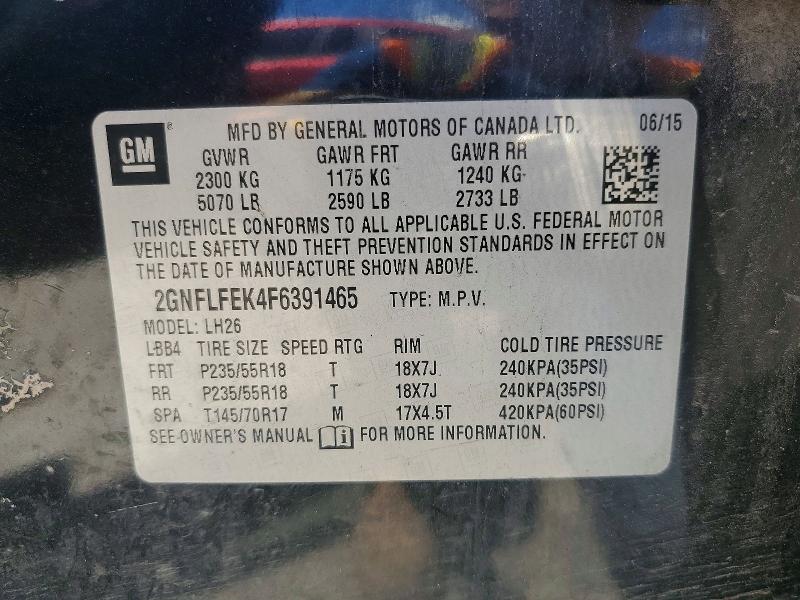 55700236 :رقم المزاد ، 2GNFLFEK4F6391465 vin ، 2015 Chevrolet Equinox مزاد بيع