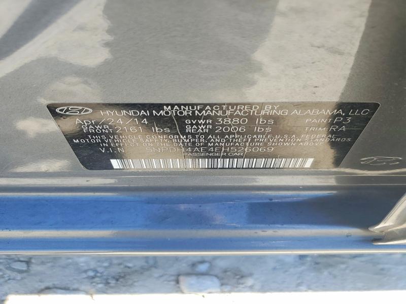 55756976 :رقم المزاد ، 5NPDH4AE4EH526069 vin ، 2014 Hyundai Elantra مزاد بيع