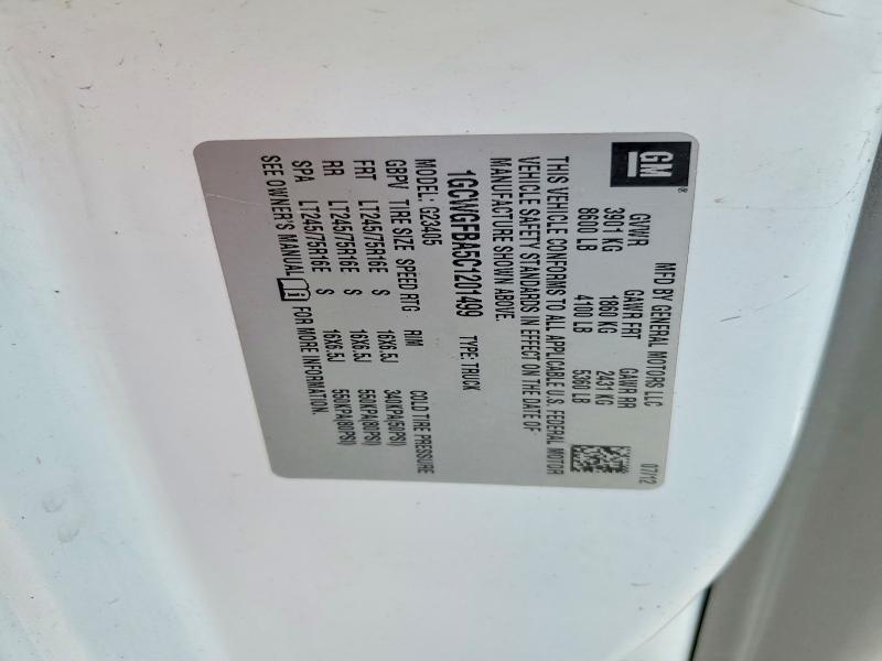2012 Chevrolet Express G2500 მანქანა იყიდება აუქციონზე, vin: 1GCWGFBA5C1201499, აუქციონის ნომერი: 57960396