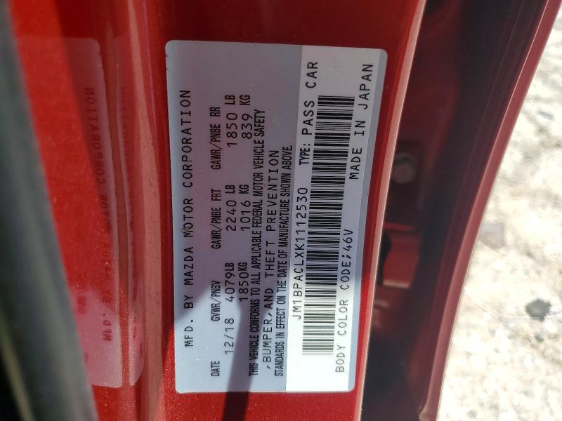 Продажа на аукционе авто 2019 Mazda 3, vin: JM1BPACLXK1112530, номер лота: 58461286