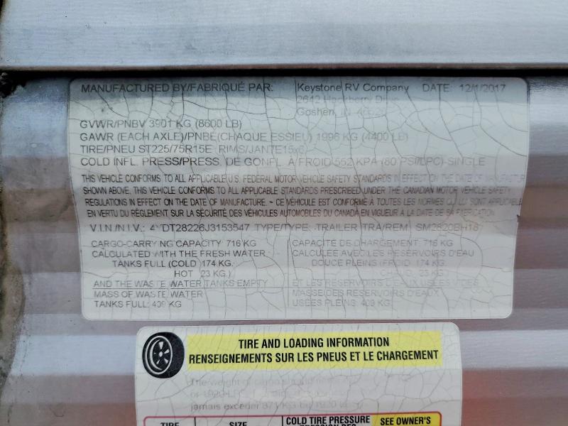 Продаж на аукціоні авто 2018 Keystone Springdale, vin: 4YDT28226J3153547, номер лоту: 55869756
