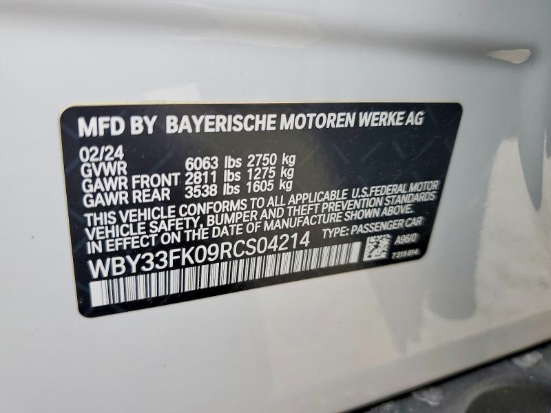 2024 Bmw I5 მანქანა იყიდება აუქციონზე, vin: WBY33FK09RCS04214, აუქციონის ნომერი: 56344776