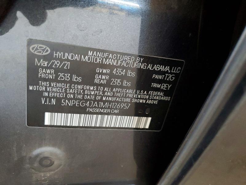 Aukcja sprzedaży 2021 Hyundai Sonata, vin: 5NPEG4JA1MH126957, numer aukcji: 55728726