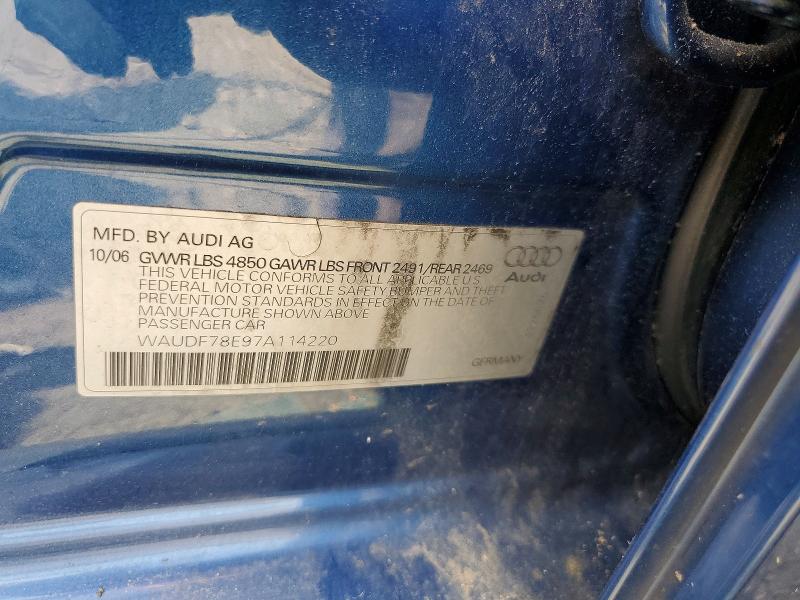 Aukcja sprzedaży 2007 Audi A4, vin: WAUDF78E97A114220, numer aukcji: 57056646