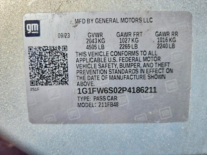 54554656 :رقم المزاد ، 1G1FW6S02P4186211 vin ، 2023 Chevrolet Bolt Ev مزاد بيع