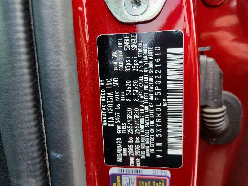 58402666 :رقم المزاد ، 5XYRKDLF5PG221610 vin ، 2023 Kia Sorento مزاد بيع
