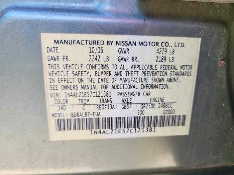 57475776 :رقم المزاد ، 1N4AL21E57C121381 vin ، 2007 Nissan Altima مزاد بيع