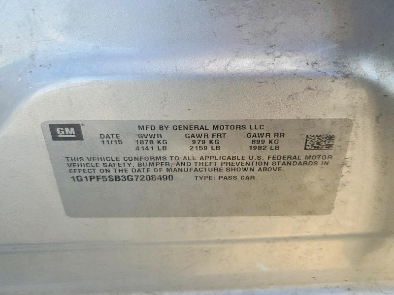 55811306 :رقم المزاد ، 1G1PF5SB3G7208490 vin ، 2016 Chevrolet Cruze Limited مزاد بيع