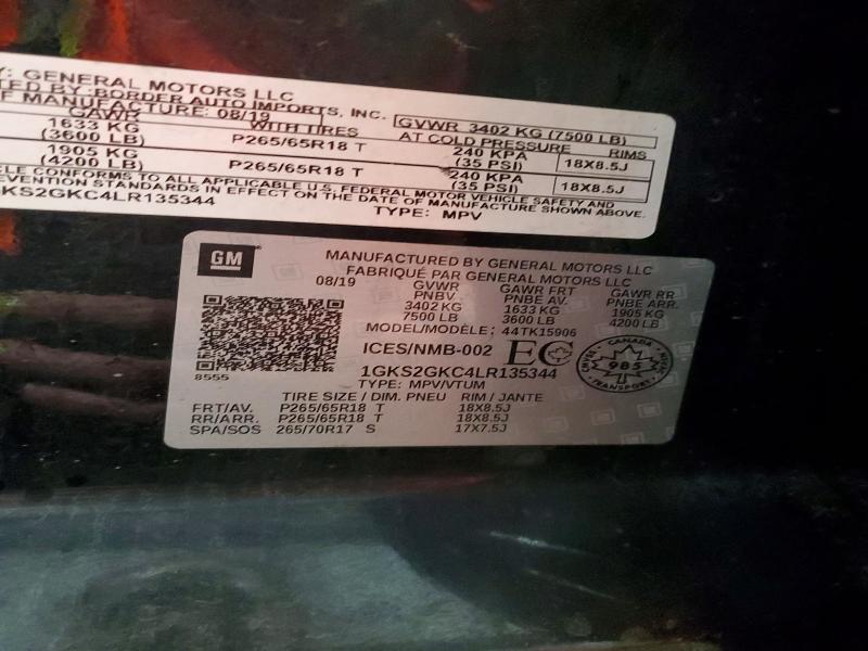 Продаж на аукціоні авто 2020 Gmc Yukon Xl, vin: 1GKS2GKC4LR135344, номер лоту: 51304036