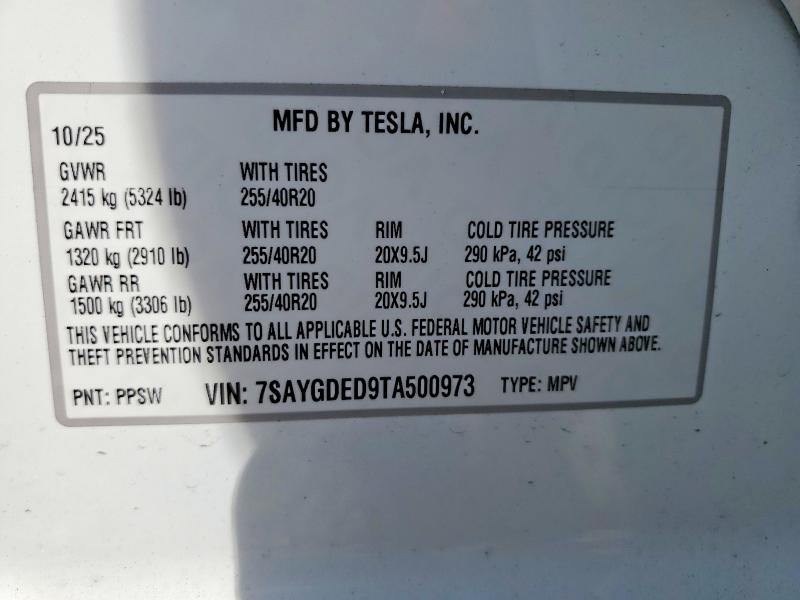 Продаж на аукціоні авто 2026 Tesla Model Y, vin: 7SAYGDED9TA500973, номер лоту: 59328996