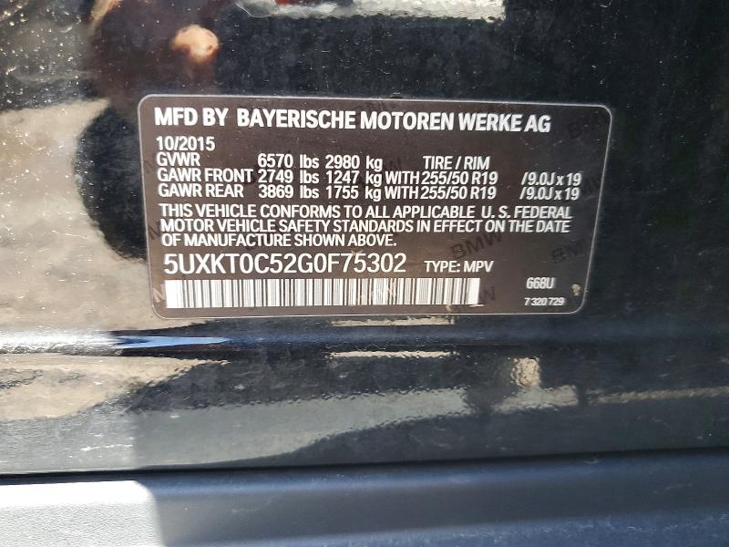 55557616 :رقم المزاد ، 5UXKT0C52G0F75302 vin ، 2016 Bmw X5 مزاد بيع