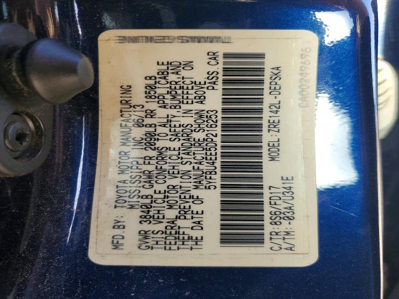 Продажа на аукционе авто 2013 Toyota Corolla, vin: 5YFBU4EE5DP216253, номер лота: 59537636
