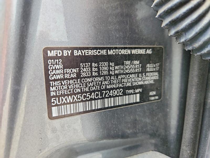 Aukcja sprzedaży 2012 Bmw X3, vin: 5UXWX5C54CL724902, numer aukcji: 57626526