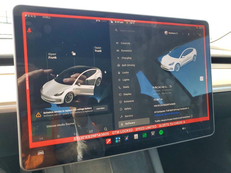 55693116 :رقم المزاد ، 5YJ3E1EB2NF143605 vin ، 2022 Tesla Model 3 مزاد بيع