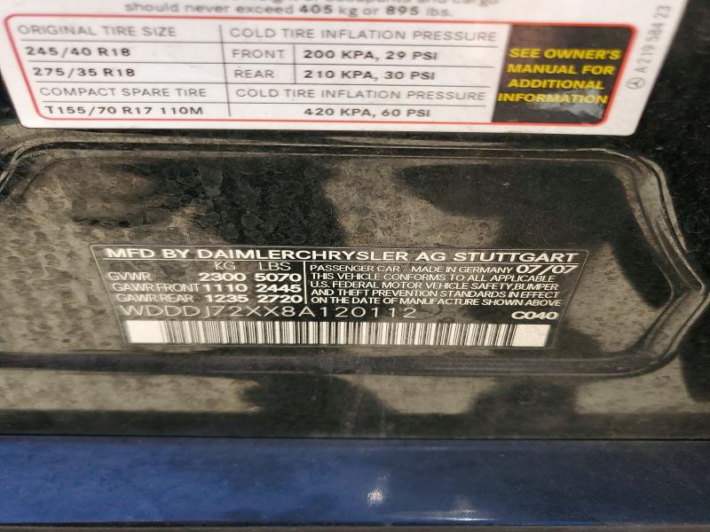 Aukcja sprzedaży 2008 Mercedes-benz Cls, vin: WDDDJ72XX8A120112, numer aukcji: 85630515