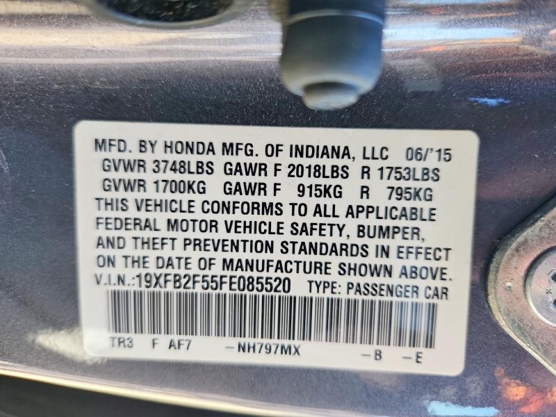55374066 :رقم المزاد ، 19XFB2F55FE085520 vin ، 2015 Honda Civic مزاد بيع