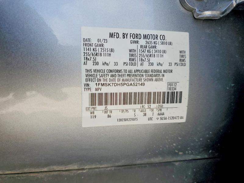 Продаж на аукціоні авто 2023 Ford Explorer, vin: 1FMSK7DH5PGA52149, номер лоту: 55602496