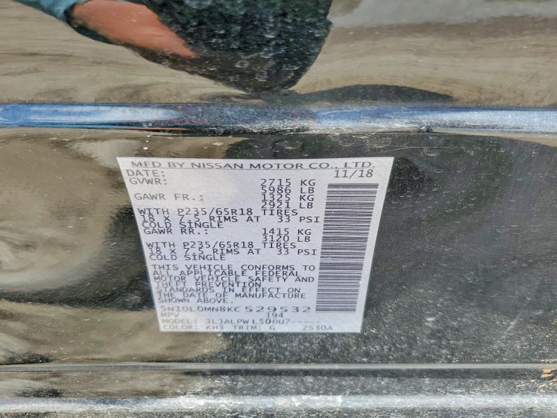 Aukcja sprzedaży 2019 Infiniti Qx60, vin: 5N1DL0MN8KC529532, numer aukcji: 55730936