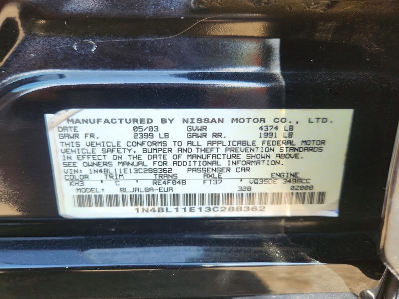 Aukcja sprzedaży 2003 Nissan Altima, vin: 1N4BL11E13C288362, numer aukcji: 57193136