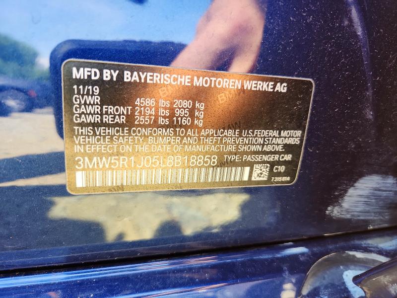 2020 Bmw 330i მანქანა იყიდება აუქციონზე, vin: 3MW5R1J05L8B18858, აუქციონის ნომერი: 57374946