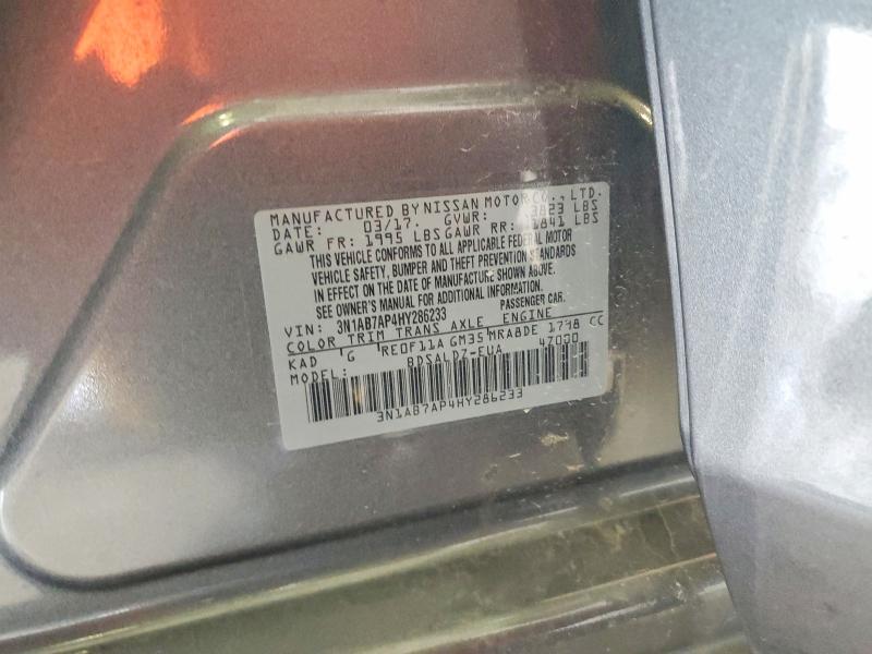 Продаж на аукціоні авто 2017 Nissan Sentra, vin: 3N1AB7AP4HY286233, номер лоту: 58702426