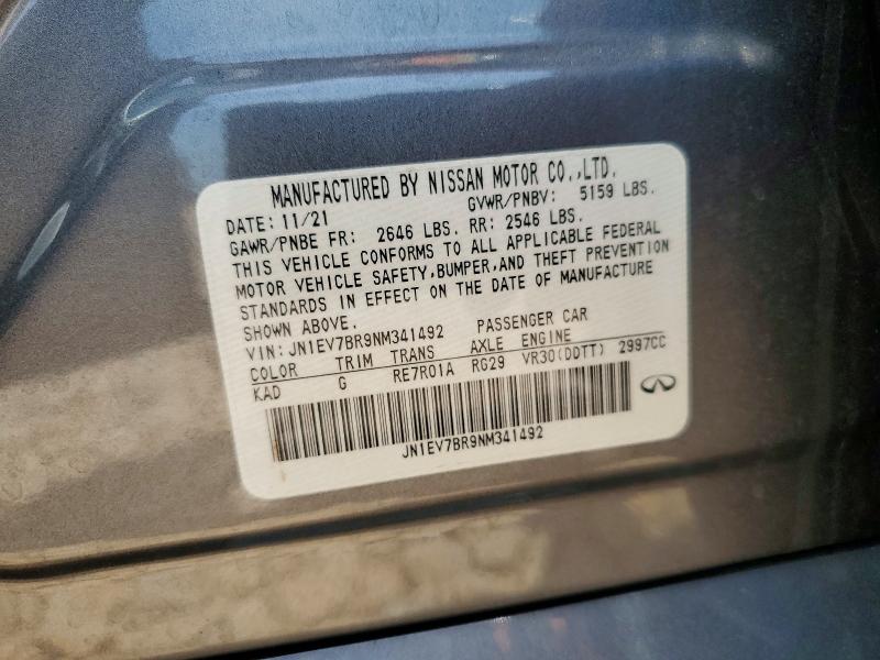 Aukcja sprzedaży 2022 Infiniti Q50, vin: JN1EV7BR9NM341492, numer aukcji: 57274396