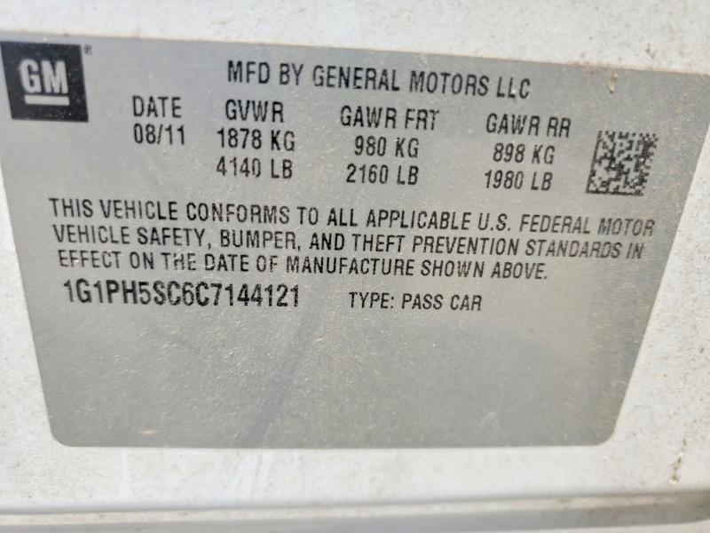 57540766 :رقم المزاد ، 1G1PH5SC6C7144121 vin ، 2012 Chevrolet Cruze مزاد بيع