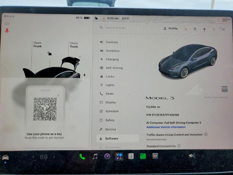 55759586 :رقم المزاد ، 5YJ3E1EA7PF430156 vin ، 2023 Tesla Model 3 مزاد بيع