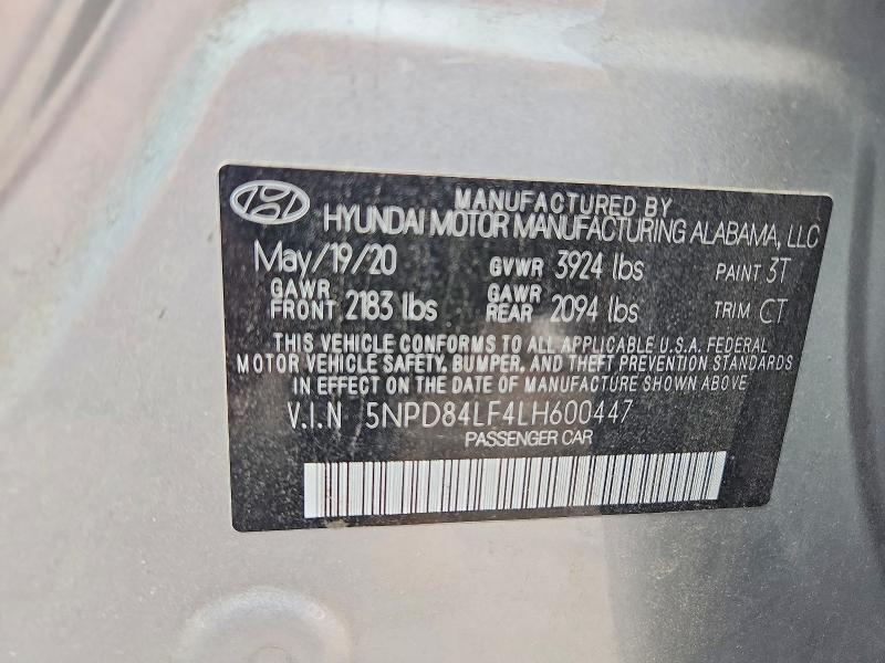 Продаж на аукціоні авто 2020 Hyundai Elantra, vin: 5NPD84LF4LH600447, номер лоту: 58258186