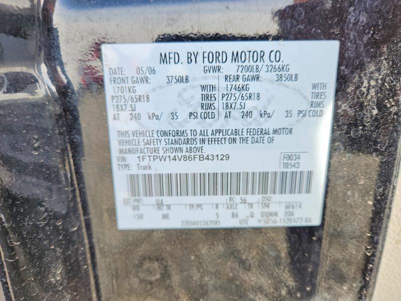 53978016 :رقم المزاد ، 1FTPW14V86FB43129 vin ، 2006 Ford F150 مزاد بيع