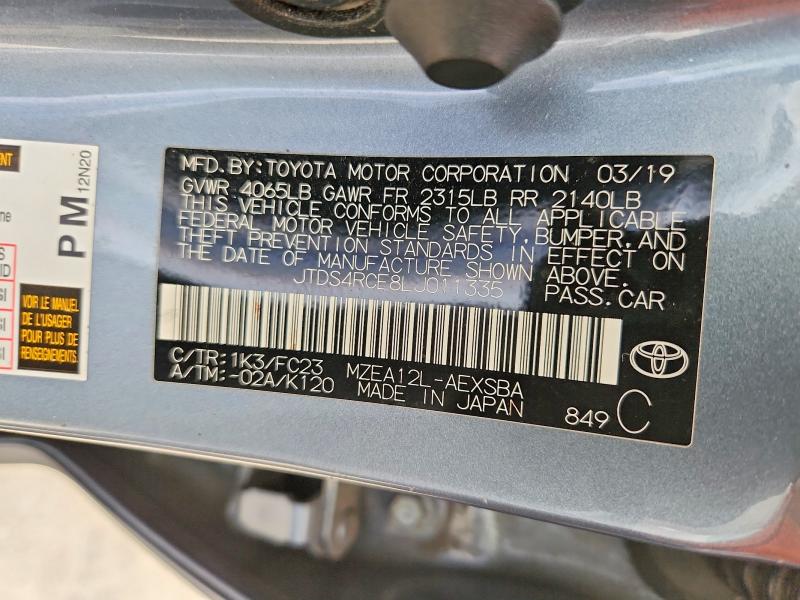 Aukcja sprzedaży 2020 Toyota Corolla, vin: JTDS4RCE8LJ011335, numer aukcji: 56062476
