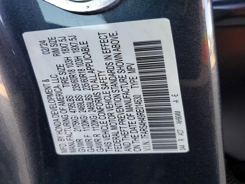 57188176 :رقم المزاد ، 7FARS4H49RE014630 vin ، 2024 Honda Cr-v مزاد بيع