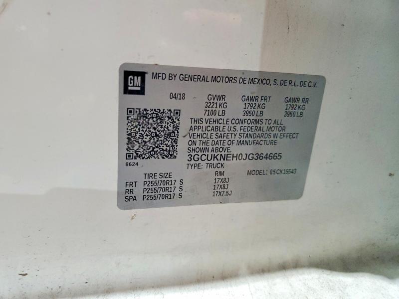 Aukcja sprzedaży 2018 Chevrolet Silverado, vin: 3GCUKNEH0JG364665, numer aukcji: 56299646